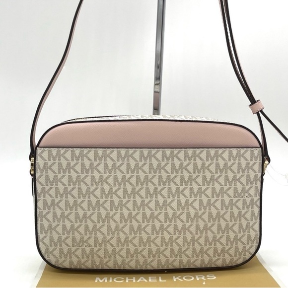 Michael Kors EW Zip Chain Xbody Bag Vanilla/ Light Pink - Picture 3 of 14